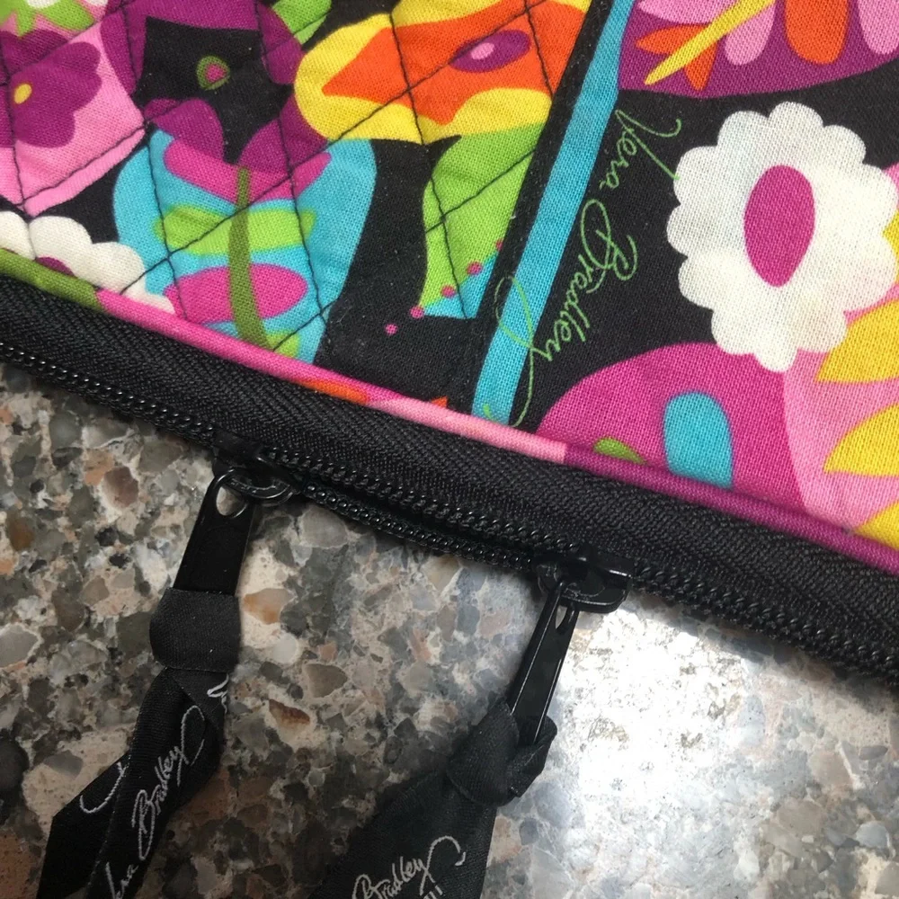 Vera Bradley Pink and Green Floral Laptop Zip Sleeve/Organizer As New